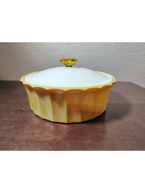 Vintage Avon Topaze Beauty Dust Yellow Container Jewel Knob Plastic Kitsch